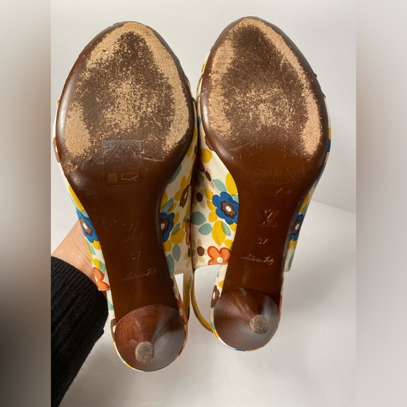Louis Vuitton open toe slingback sandals heels multi 37 - Picture 7 of 11
